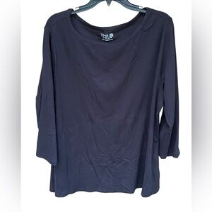 Time and Tru Navy 3/4 Sleeve Scoop Neck Top – Size XXL (20) - Preloved